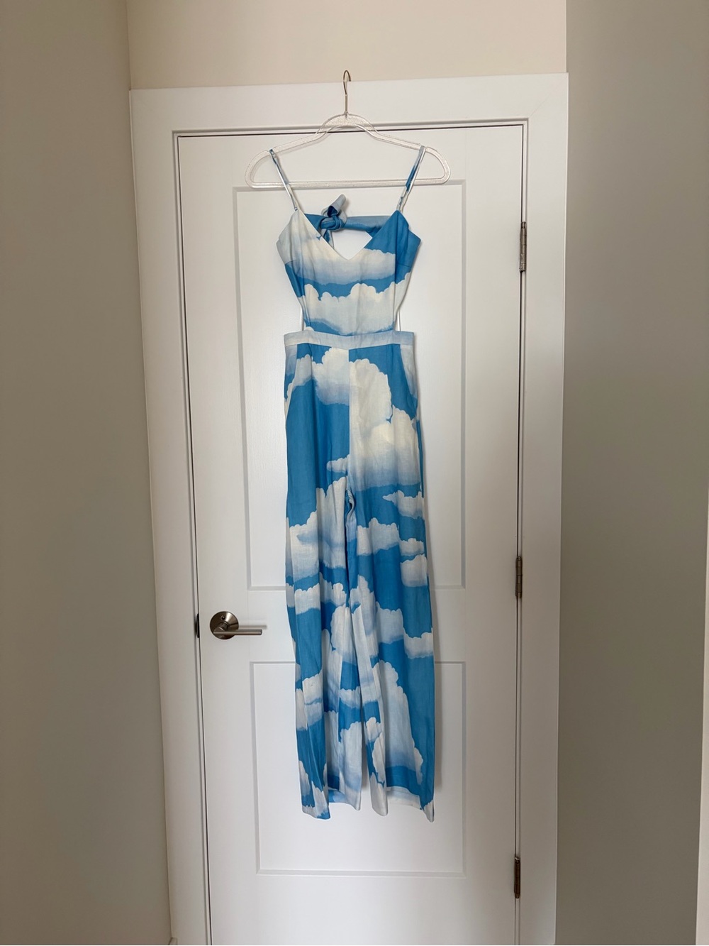 Mara Hoffman Blue & White Cloud-Print Spaghetti-Strap Jumpsuit